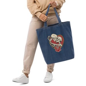 Tote bag en jean Bio Squelettes Enlacés