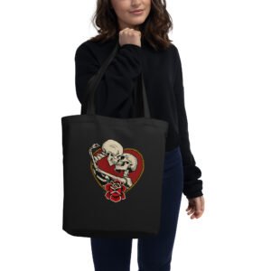 Tote Bag Bio Squelettes Enlacés - Tatouage Traditionnel Old School