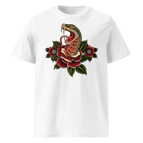 T-shirt Homme Serpent et Rose - Blanc