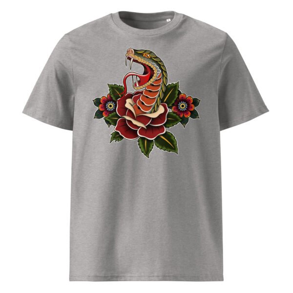 T-shirt Homme Serpent et Rose - Gris Chiné