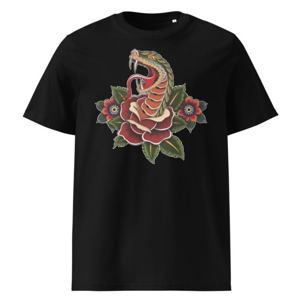 T-shirt Homme Serpent et Rose - Noir