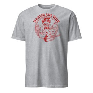 T-shirt Homme Cowgirl et Lasso - Rouge - Gris Chiné