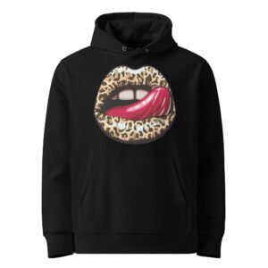 Hoodie Homme Bouche Rock - Lèvres sauvages - Noir