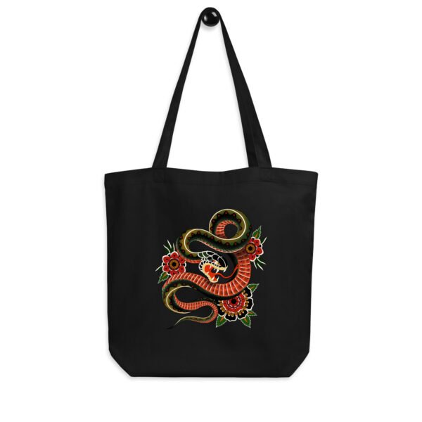 Tote Bag Bio Serpent et Fleurs – Un Style Tatouage, Responsable et Exclusif