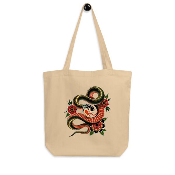 Tote Bag Bio Serpent et Fleurs – Un Style Tatouage, Responsable et Exclusif