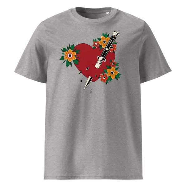 T-shirt Homme Cœur Poignardé - Gris Chiné