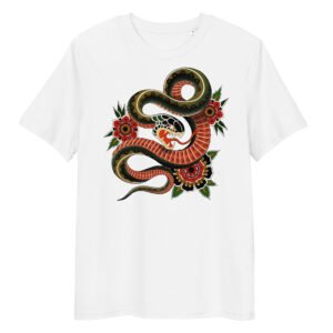 T-shirt Femme Serpent et Fleurs - Blanc