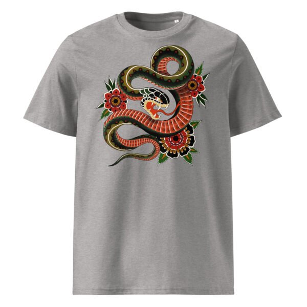 T-shirt Homme Serpent et Fleurs - Gris Chiné