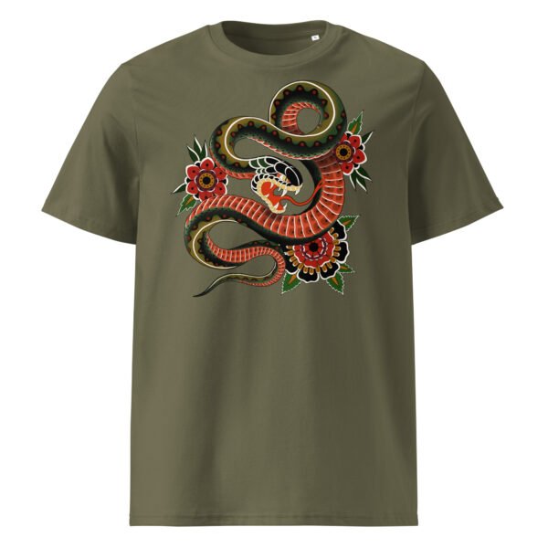 T-shirt Homme Serpent et Fleurs - Kaki