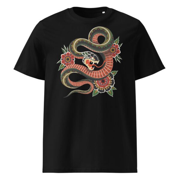 T-shirt Homme Serpent et Fleurs - Noir