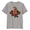 T-shirt Femme Serpent et Rose - Gris Chiné