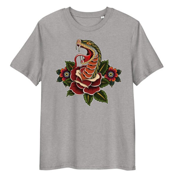 T-shirt Femme Serpent et Rose - Gris Chiné