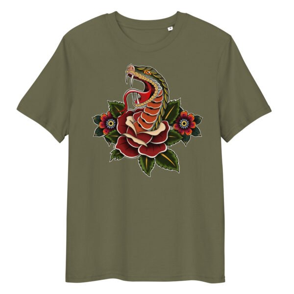 T-shirt Femme Serpent et Rose - Kaki