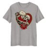 T-shirt Femme Squelettes Enlacés - Gris Chiné