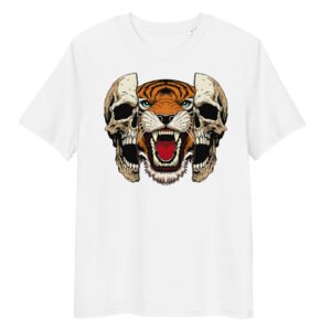 T-shirt Femme Crane et Tigre - Blanc