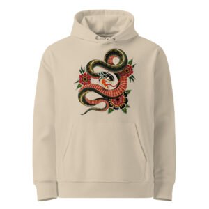 Hoodie Femme Serpent et Fleurs - Sable