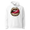 Hoodie Femme Bouche Rock - Lèvres Sauvages - Blanc
