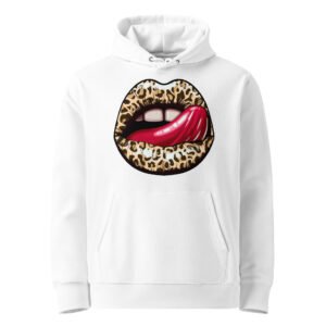 Hoodie Femme Bouche Rock - Lèvres Sauvages - Blanc