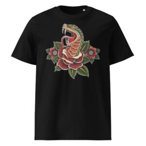 T-shirt Homme Serpent et Rose - Noir