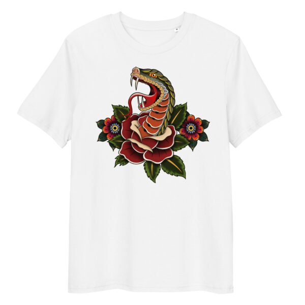 T-shirt Femme Serpent et Rose - Blanc