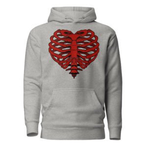 Hoodie Femme Coeur Squelette - Gris Chiné