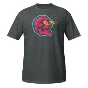 T-shirt Femme Crâne Néon - Gris Foncé Chiné